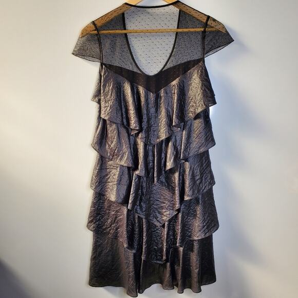 BCBGMAXAZRIA Black Cocktail ruffled Short Night Out Dress EUC - Picture 2 of 11